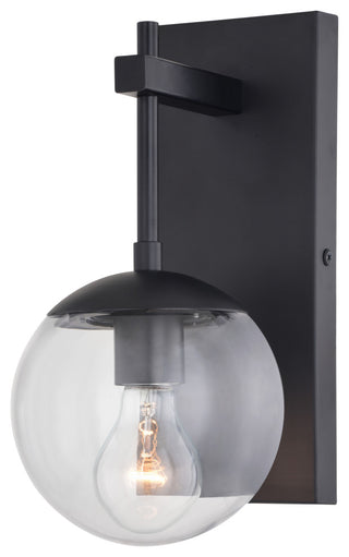 Keeler 1 Light Matte Black Indoor Outdoor Wall Sconce Clear Glass Globe Shade