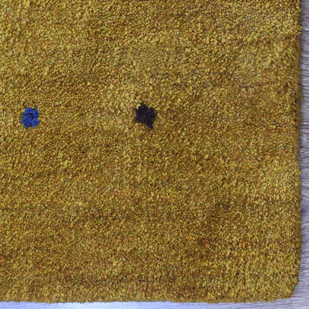 Hand Knotted Loom Silk Mix Area Rug Contemporary Gold
