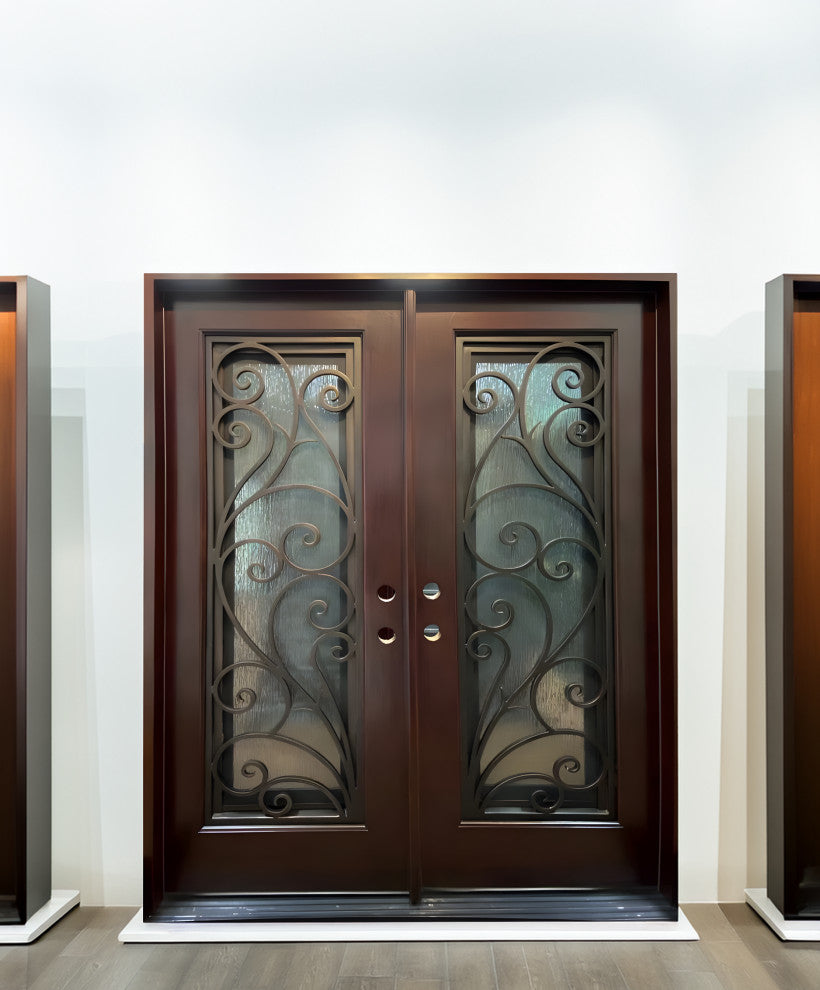Exterior Front Entry Composite Double Door FRC08, 60"x80", Left Opening Inward