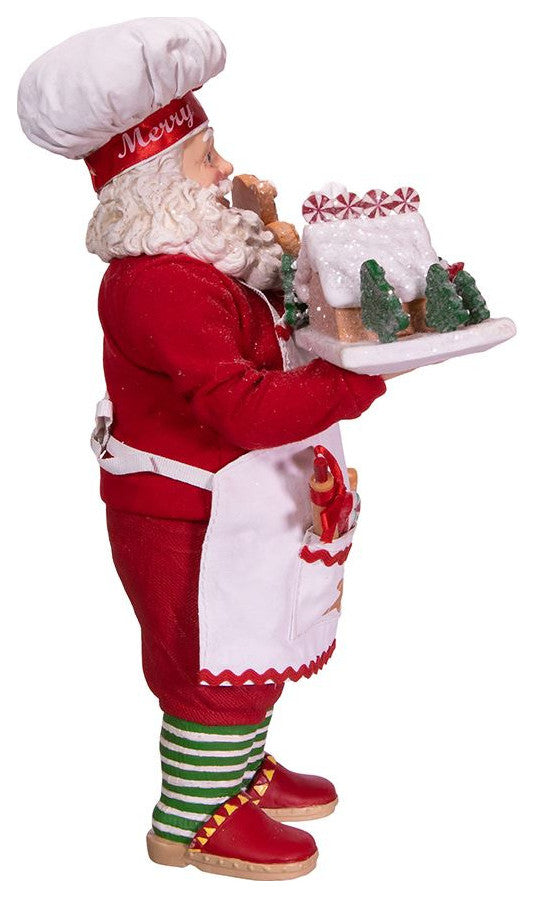 Kurt Adler 10.5" Fabrich Gingerbread Chef Santa