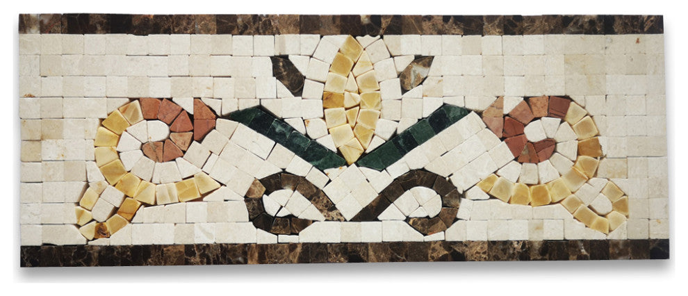 Bougainvillea Gold Marble 4.7x12 Mosaic Border Listello Tile Polished, 1 piece