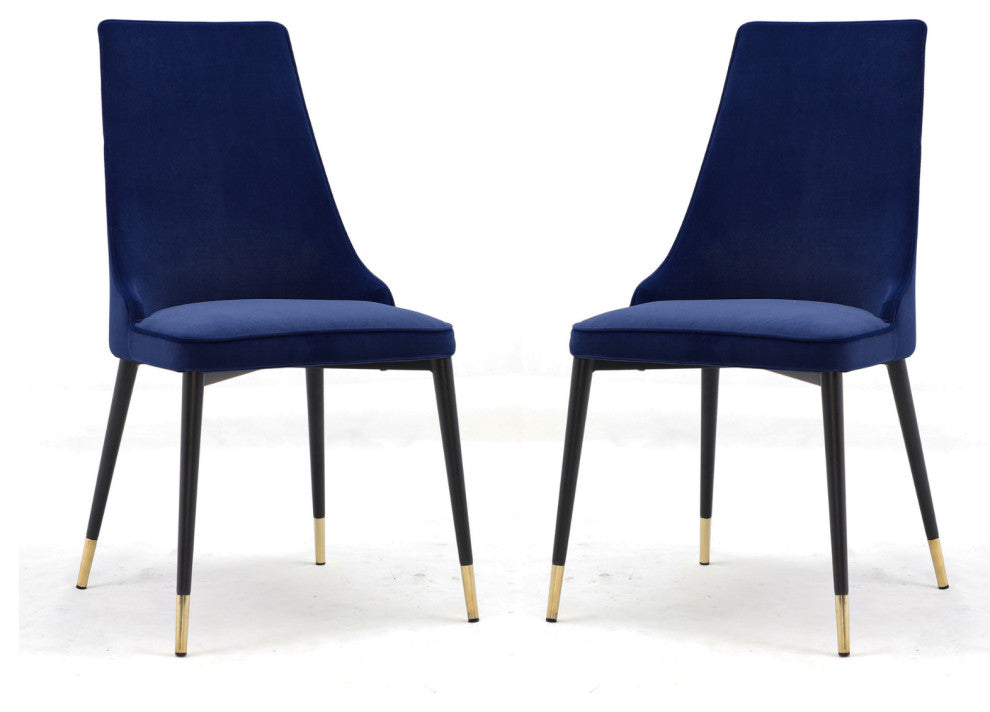 Elite Living Chelsea, Set of 2, Velvet Upholstered Dining Chair, Velvet Blue