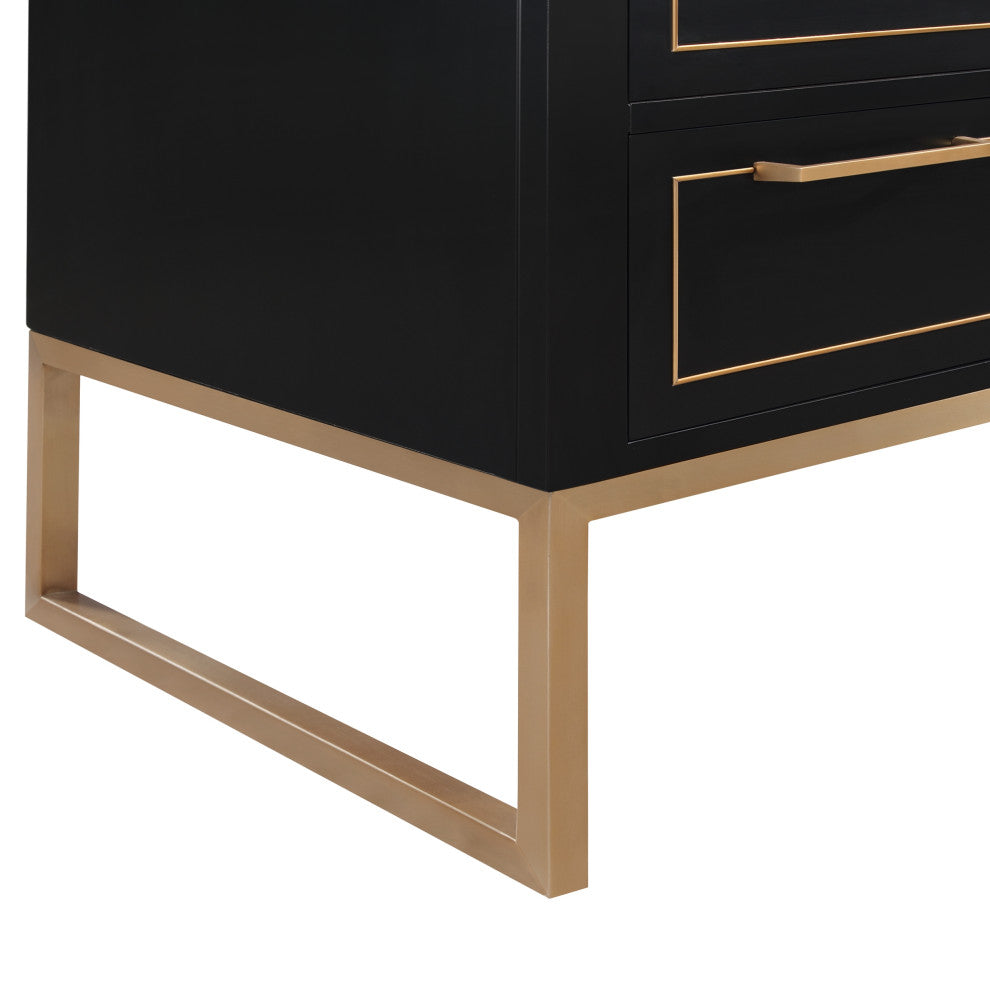 Markham 48" Bathroom Vanity, Midnight Black/Satin Brass, 48", Marble Countertop