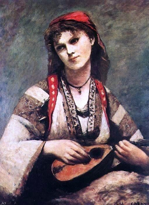 Jean-Baptiste-Camille Corot Gypsy With a Mandolin Wall Decal
