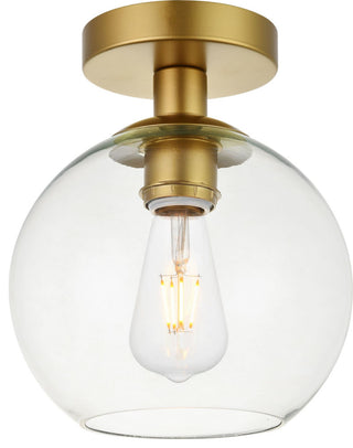 Elegant Lighting LD2204 Baxter 8"W Semi-flush Globe Ceiling - Brass / Clear
