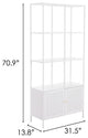 Bookcase Wall Shelf Rack, Steel Metal, White, Gold, Lounge Lobby Hospitality