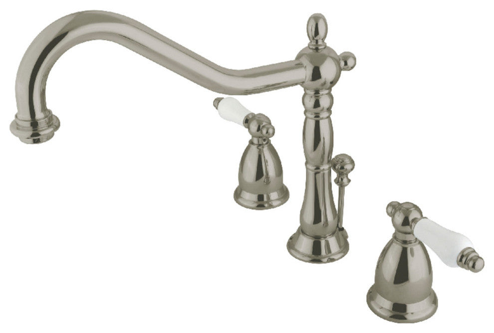 Kingston Brass Widespread Bathroom Faucet With Brass Pop-Up, Brushed Nickel