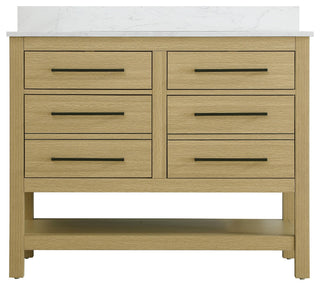 Home Living 42" Single Bathroom Vanity, Honey Brown With Backsplash