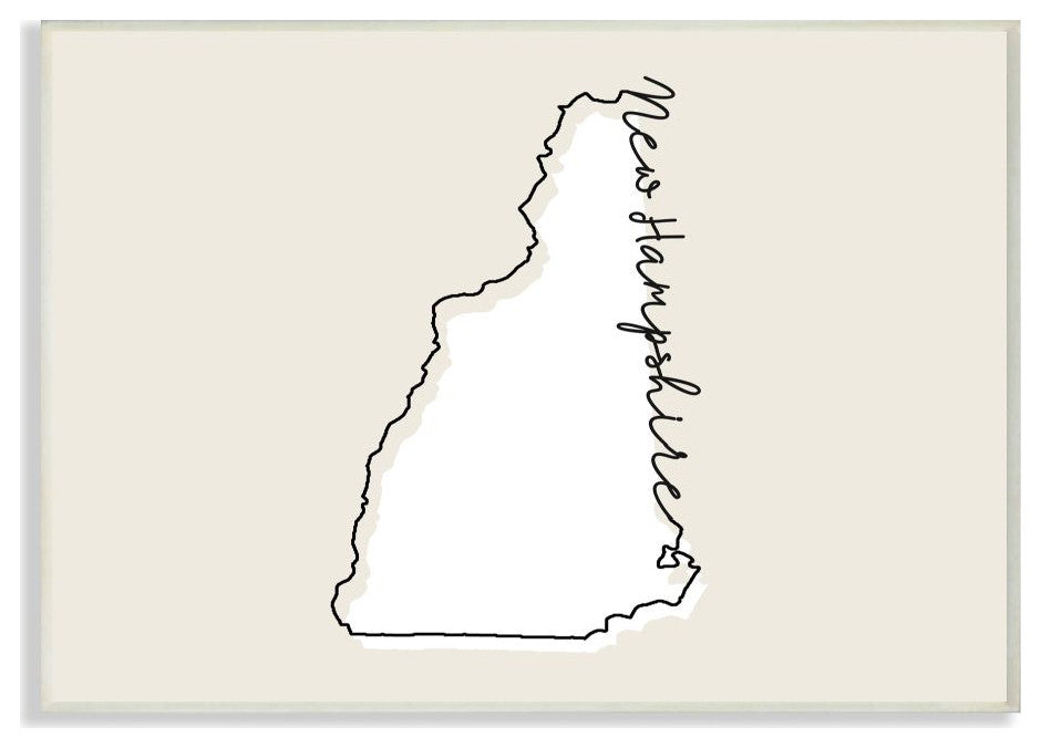 New Hampshire Home State Map Neutral Print Design, 12"x18"