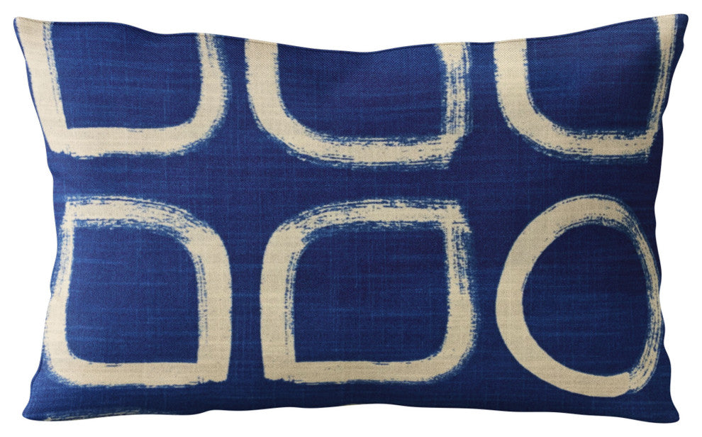 Plutus Blue Block Dot Luxury Throw Pillow, 20"x20"