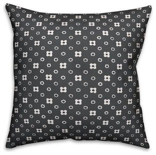 Gray Floral Pattern Throw Pillow Cover, 16"x16"