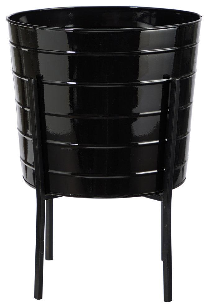 16" Farmhouse Metal Ribbed Planter