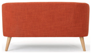 GDF Studio Carol Button Back Mid-Century Fabric Modern Loveseat, Muted Orange