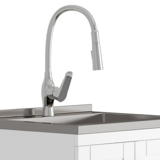 Reed Transitional28"Laundry Cabinet With Pullout Faucet, White, 24"