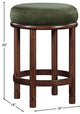Monette Upholstered Bar and Counter Stool, Green, Velvet, Brown Finish