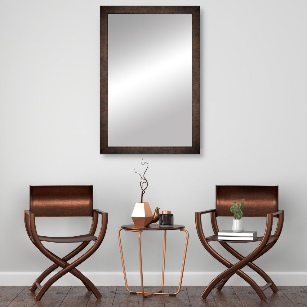 Meade Framed Wall Mirror, Ebony Bronze, 28"x24"