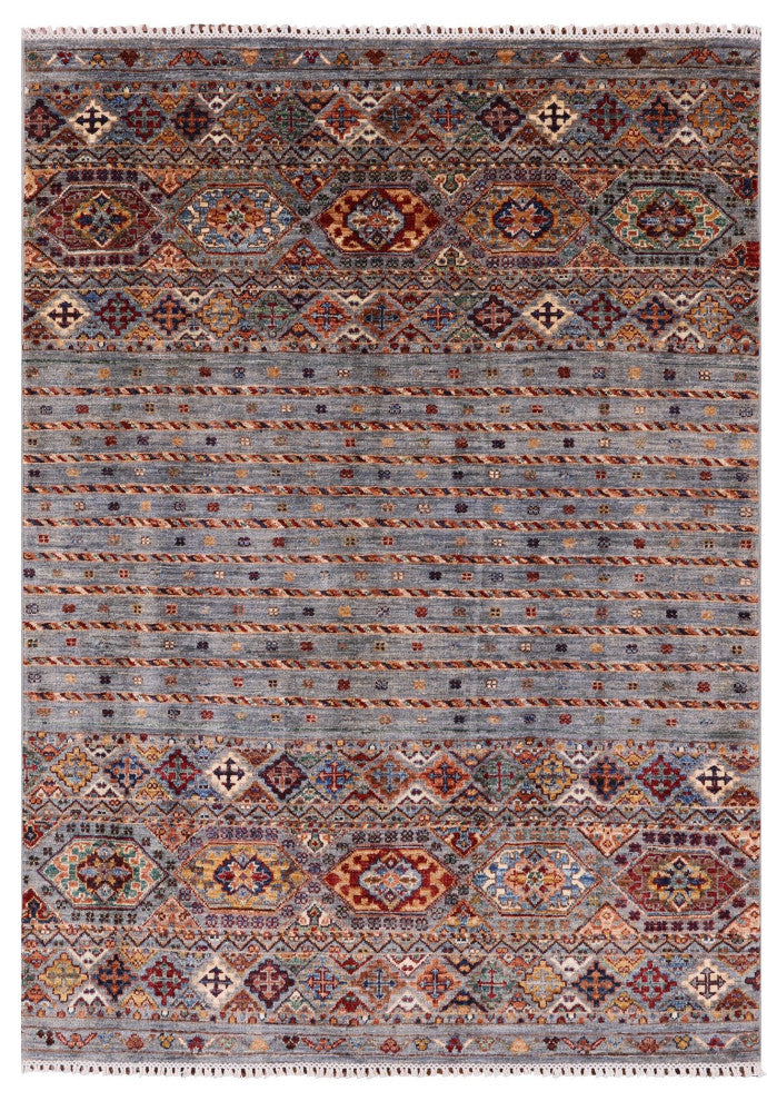 Handmade Khorjin Super Kazak Wool Rug 4' 4" X 6' 0" - Q12373