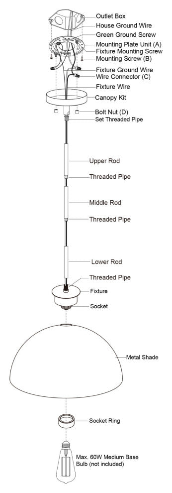 Vaxcel Lighting P0411 Devon 16"W Pendant - Matte Black / Satin Brass