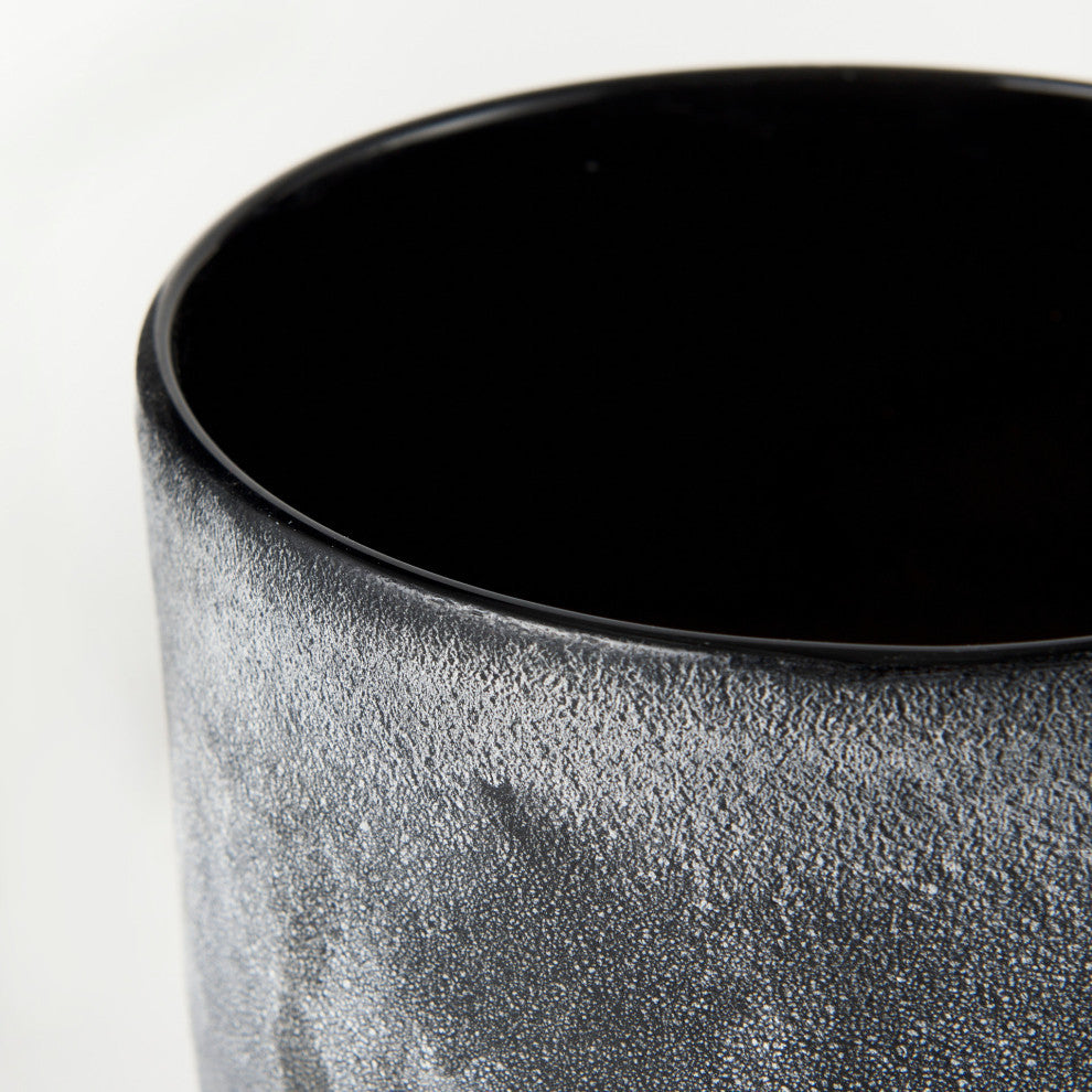 Squally 8.0Lx8.0Wx8.6H Black/Brown Ceramic Ombre Textured Vase