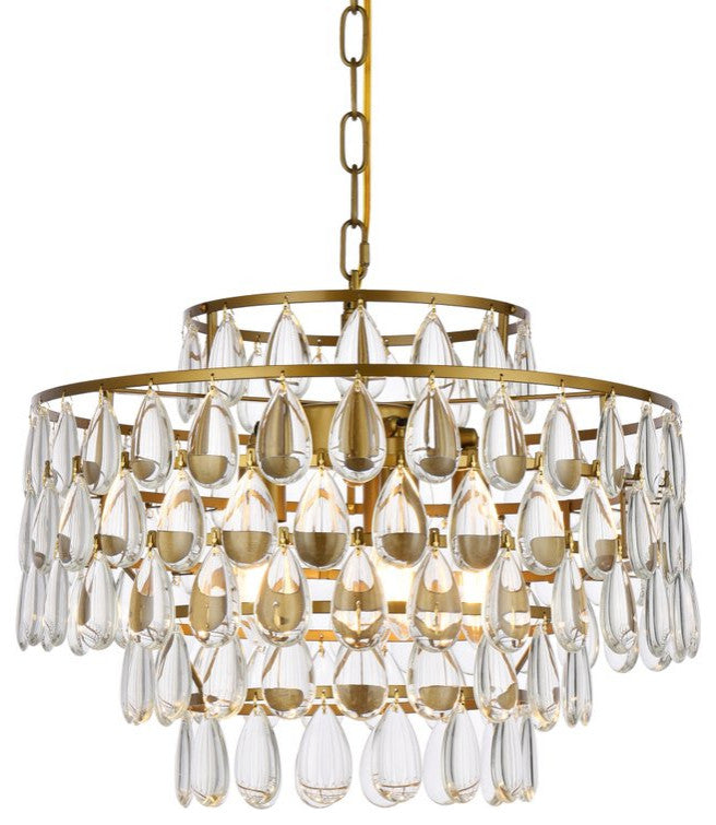 Mila Five Light Pendant in Brass