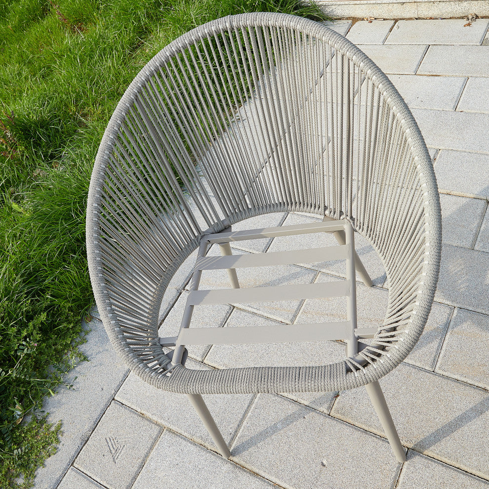 Outdoor Rope Chair Set With Coffee Table for Porch and Yard