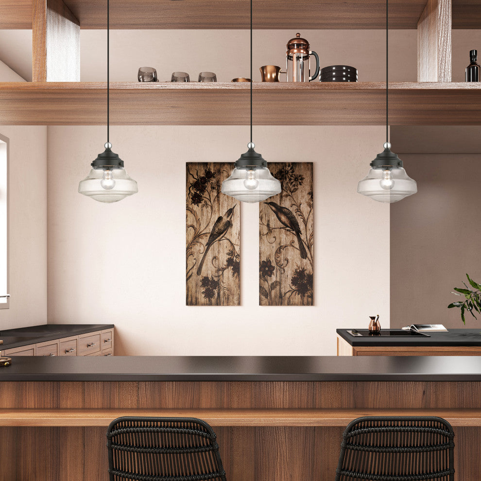 Avondale 1 Light Black With Brushed Nickel Accent Mini Pendant