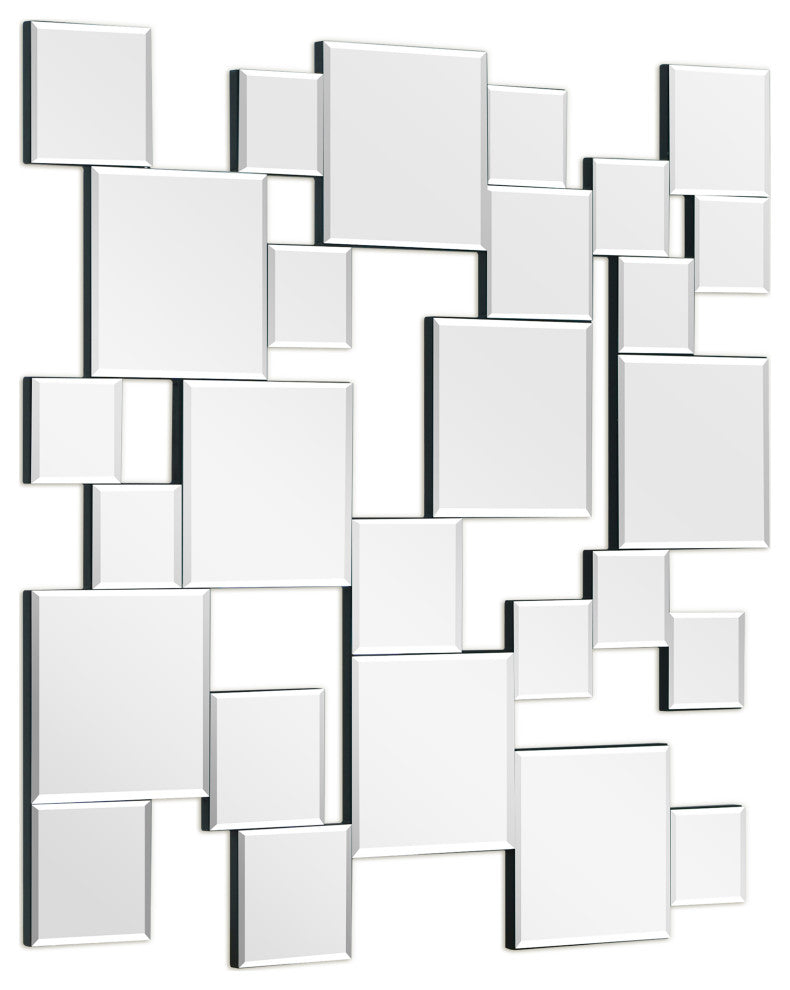 Elegant Cluster Wall Mirror,Beveled Squares Mirror,Bathroom Mirror, 32"x32"