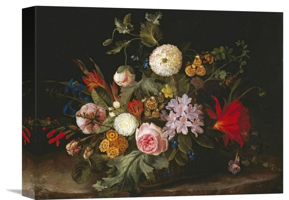 "A Basket With Flowers" Canvas Giclee by Laura Margarethen Wittusen, 16"x12"