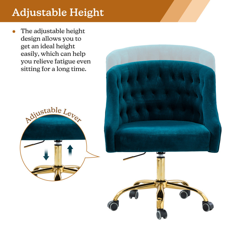 Home Office Swivel Chair with Button-Tufted Back, Teal