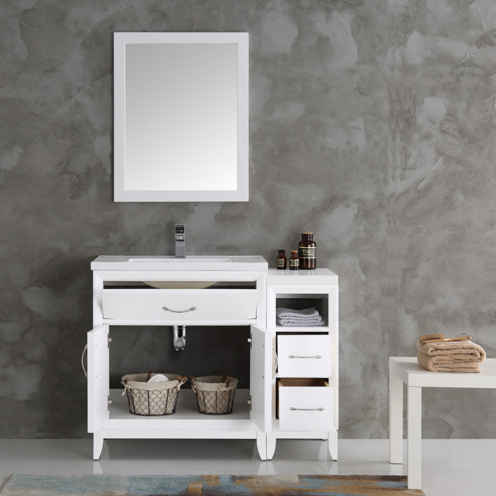 Fresca Cambridge 42" White Traditional Bathroom Vanity With Mirror