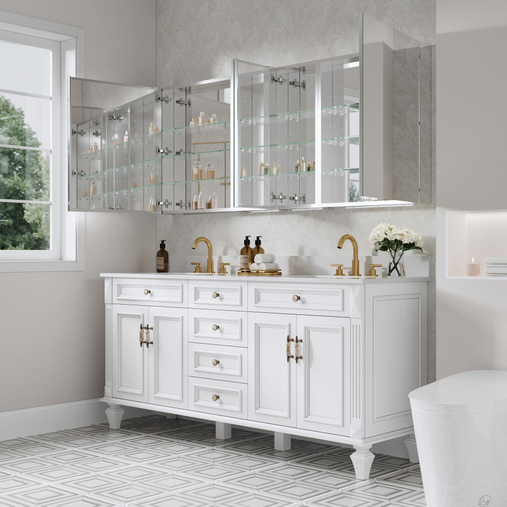 Recessed/Surface Mount Bathroom Medicine Cabinet, Reverse Installation, 72"x30"