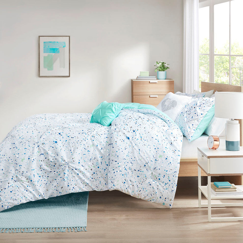 Intelligent Design Abby Glam Bedding Set, Aqua Blue, Twin/Twin Xl, Comforter Set