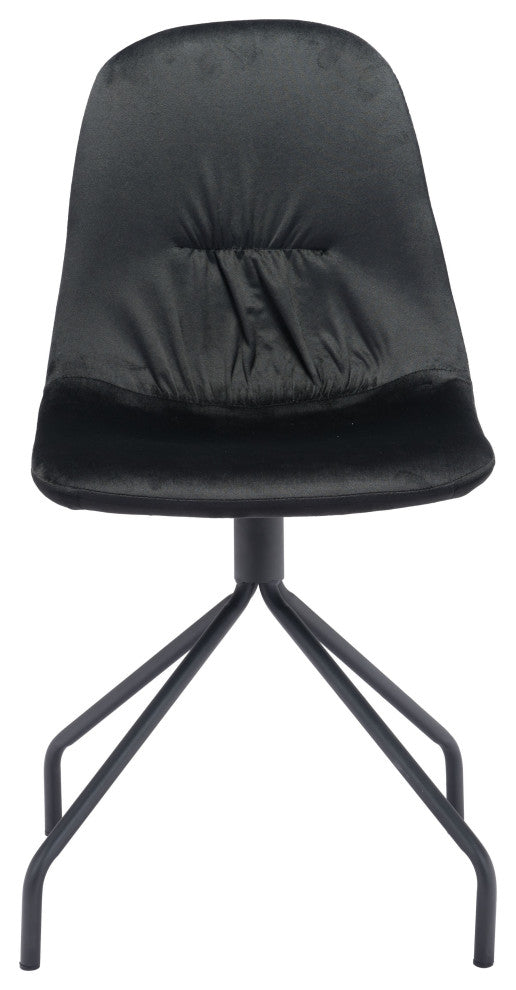 Set of 2 Wide Back Black Velvet Dining or Side Chairs