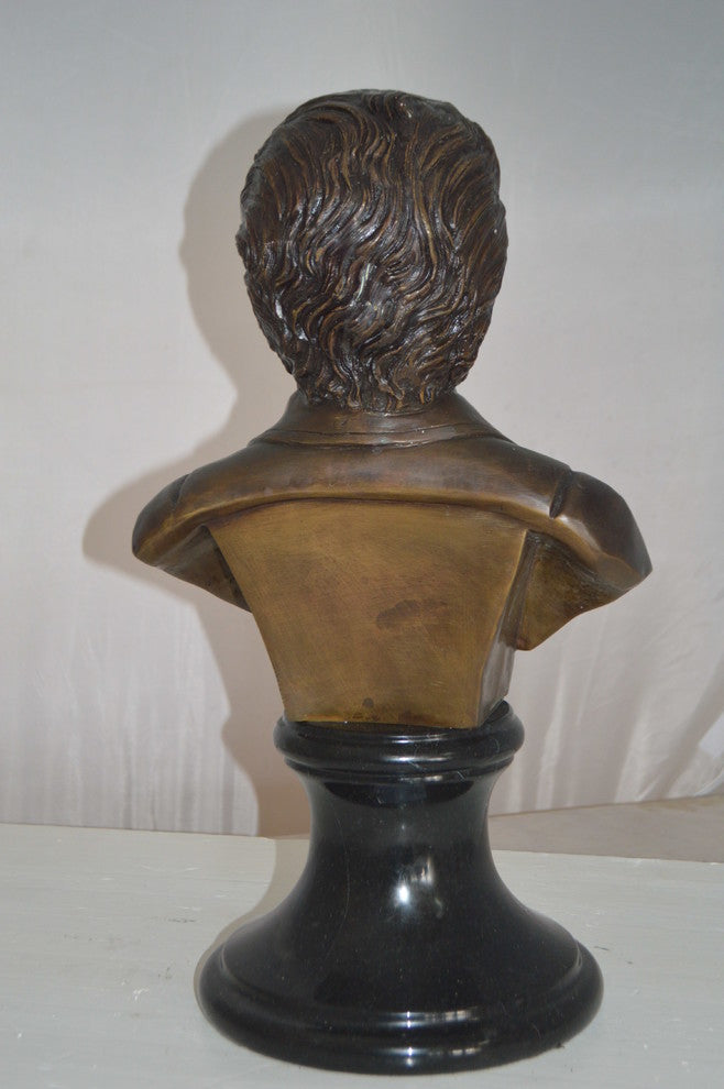 Frederic Francois Chopin Bust Bronze Statue -  Size: 12"L x 8"W x 21"H.
