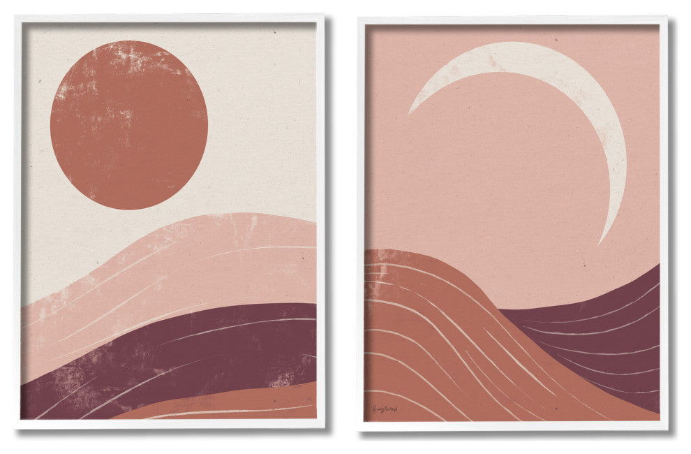 Sun And Moon Sunrise Sunset Desert Collage, 2pc, each 24 x  30