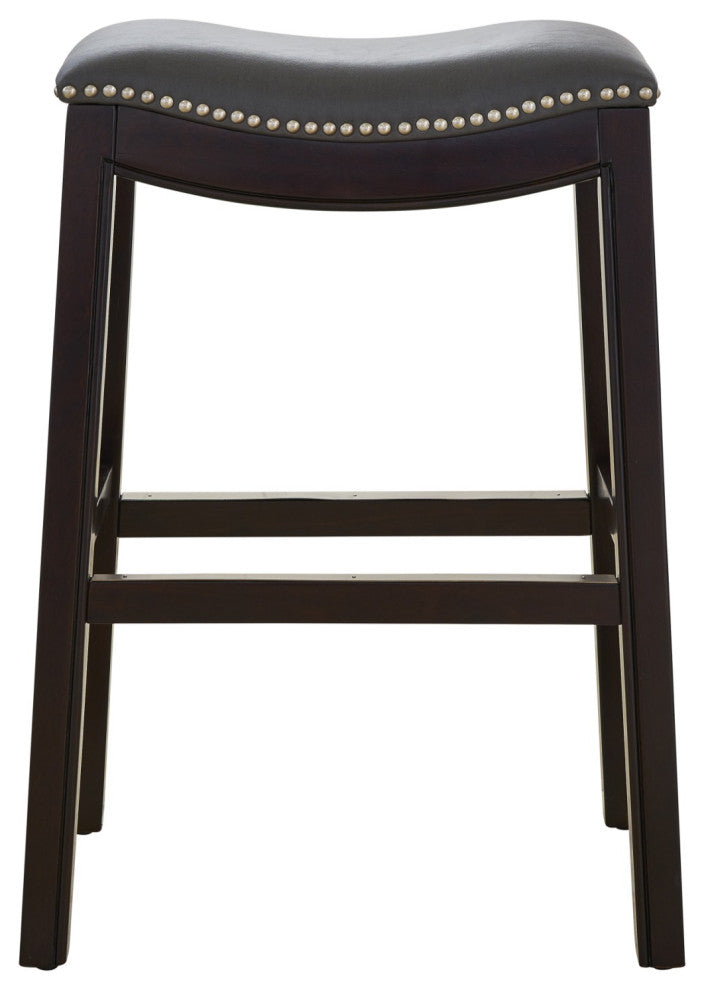 New Ridge Home Goods Julian Counter Height Barstool With Grey Faux Leather Seat