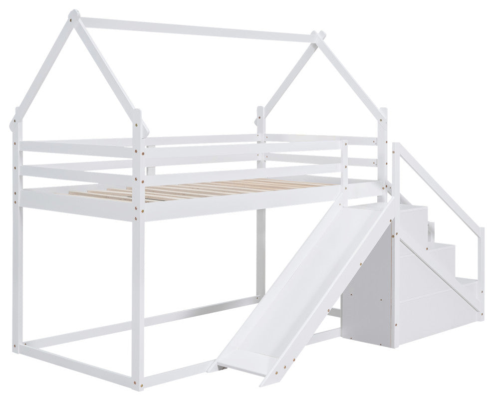 Gewnee Twin over Twin House Loft or Bunk Bed