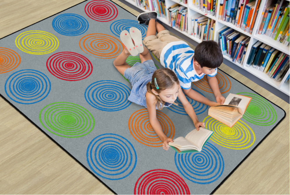 Flagship Carpets VA413-32A 6'X8'4" Circles Grey & Multi Educational Rug