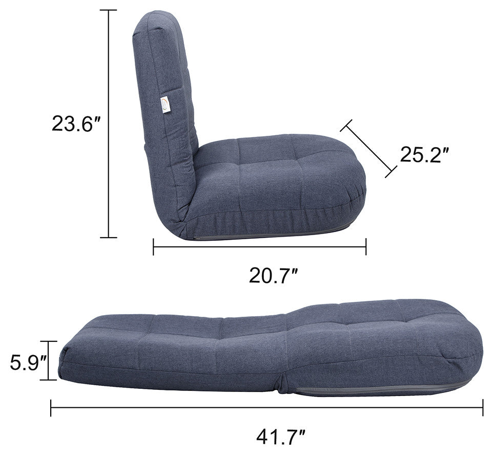 Easy Lounge, Adjustable Padded Floor Chair with Back Support, Bluish Grey