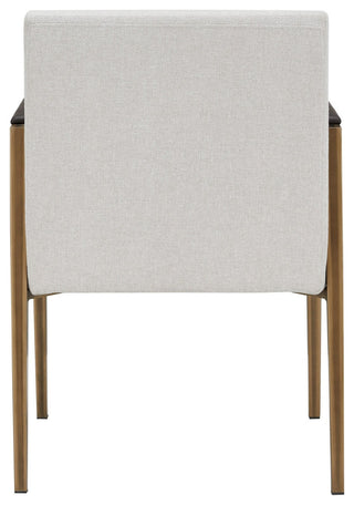 Modrest Sanders Modern Off-White Fabric + Brass Dining Chair
