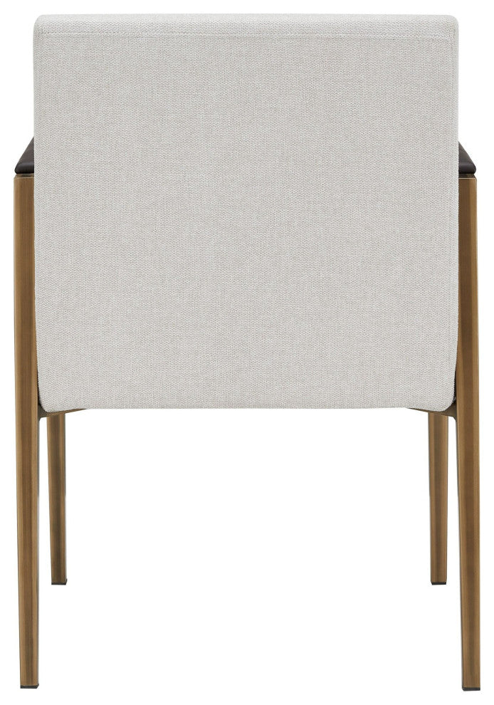 Modrest Sanders Modern Off-White Fabric + Brass Dining Chair