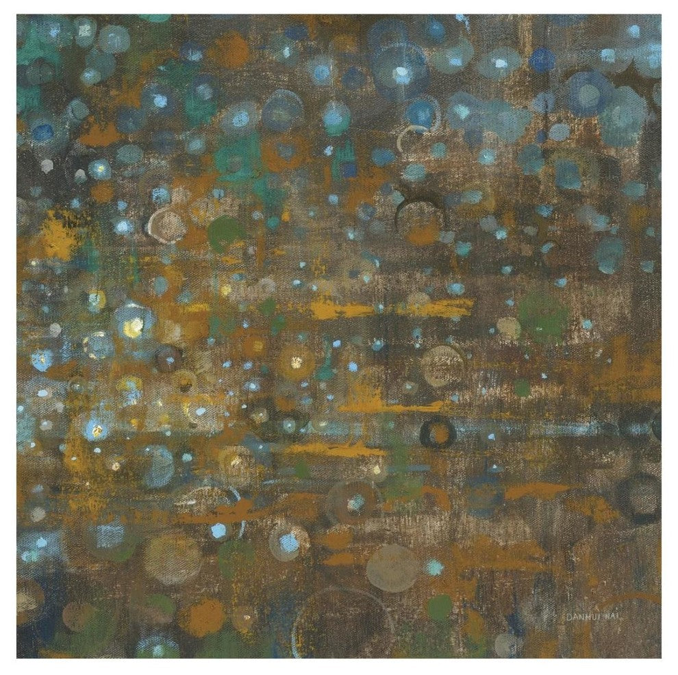 "Blue and Bronze Dots X" Digital Paper Print by Danhui Nai, 26"x26"