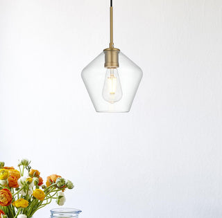 Home Living 8" Pendant Clear Shade, Satin Gold
