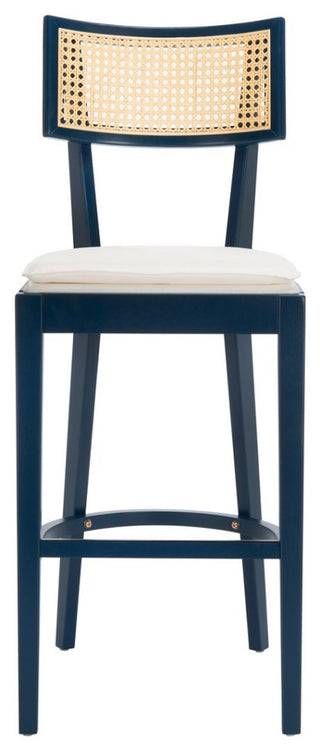 Safavieh Galway Cane Bar Stool, Navy/Natural