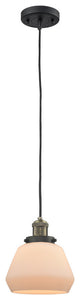 Fulton LED Mini Pendant, Black Antique Brass, Glass: Matte White Cased