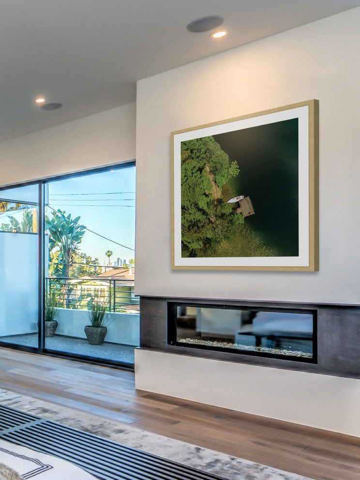 "Boat Dock" Framed Print by Karolis Janulis
