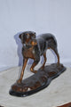 Black Labrador Bronze Statue Mounted on A Marble Size: 20"L x 8"W x 14"H.