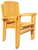 7-Piece Outdoor Teak Dining Set: 83" Rectangle Table, 6 Wave Stacking Arm Chairs