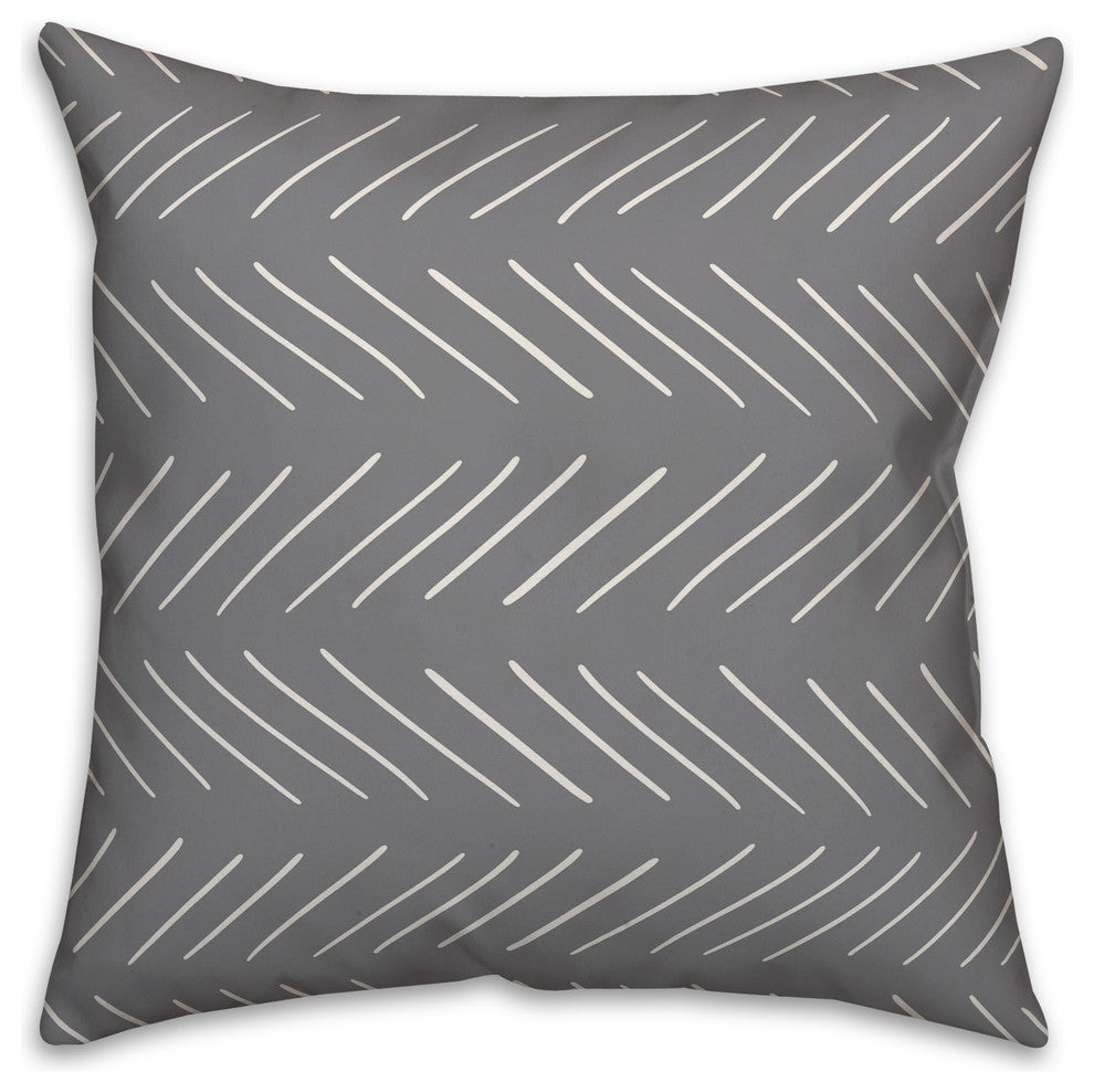 White and Gray Modern Chevron 16x16 Throw Pillow Cover