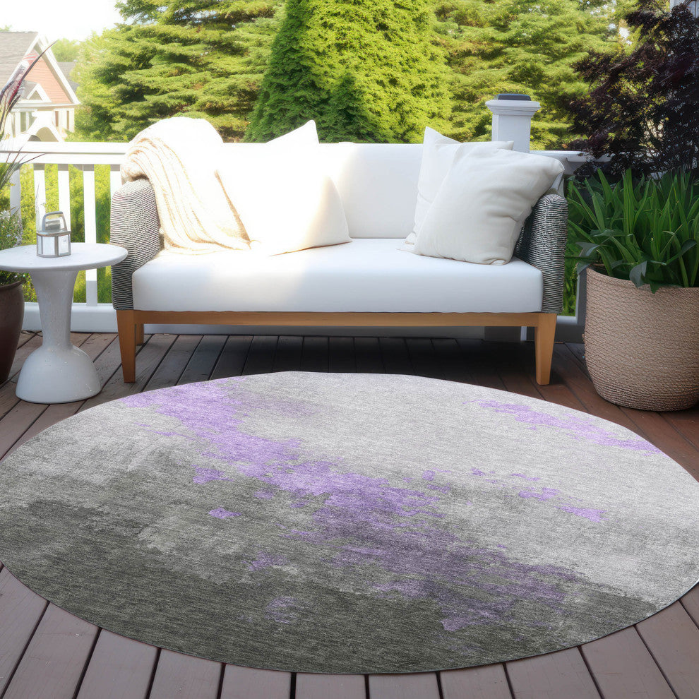 Machine Washable Indoor/Outdoor Chantille ACN1881 Violet 8' x 8' Round Rug